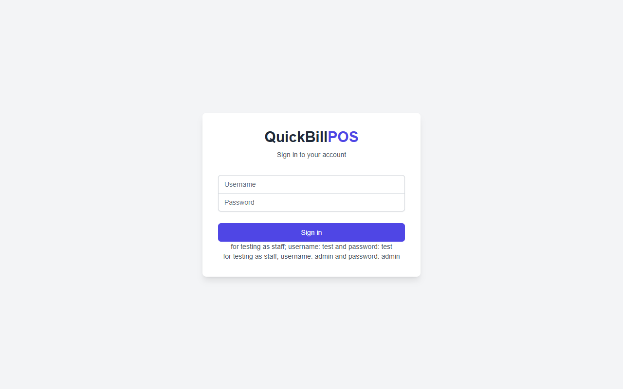 QuickBill Restaurant POS Live Interface